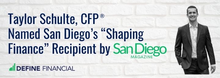 Taylor Schulte, CFP® Named San Diego’s “Shaping Finance” Recipient by San Diego Magazine