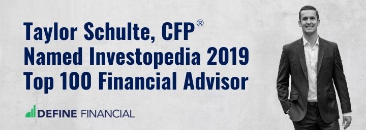 Taylor Schulte, CFP® named Investopedia 2019 Top 100 Financial Advisor